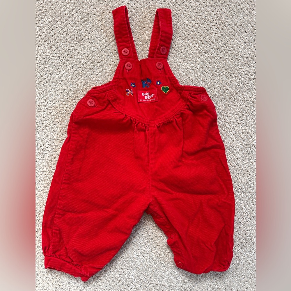 VTG Baby B’gosh red corduroy overalls, 12m